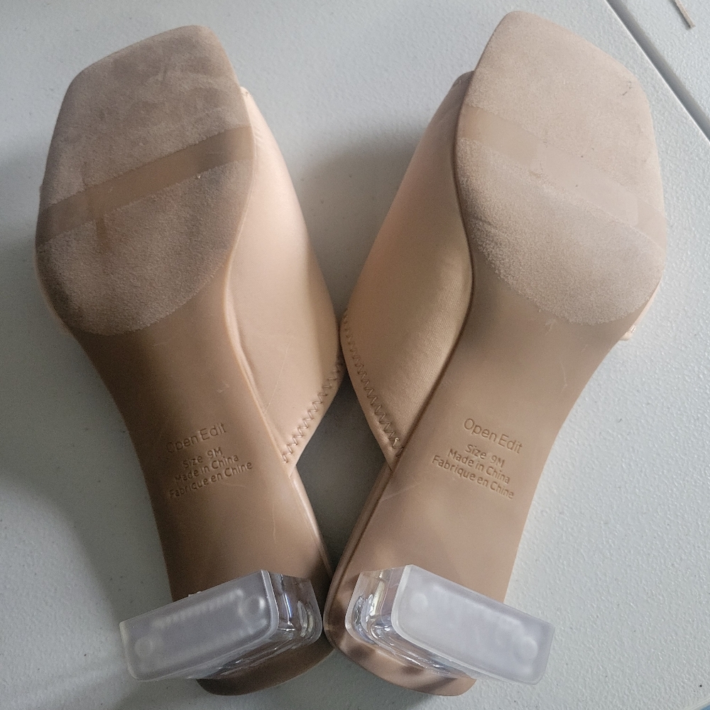Open Edit Candace Sandal In Beige Clear Block Heel Size 9 - Picture 5 of 5